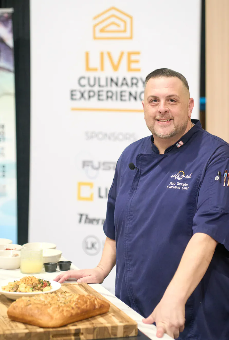 Chef Nico at the Palm Beach Home Show 2026 with his Orecchiette Barese